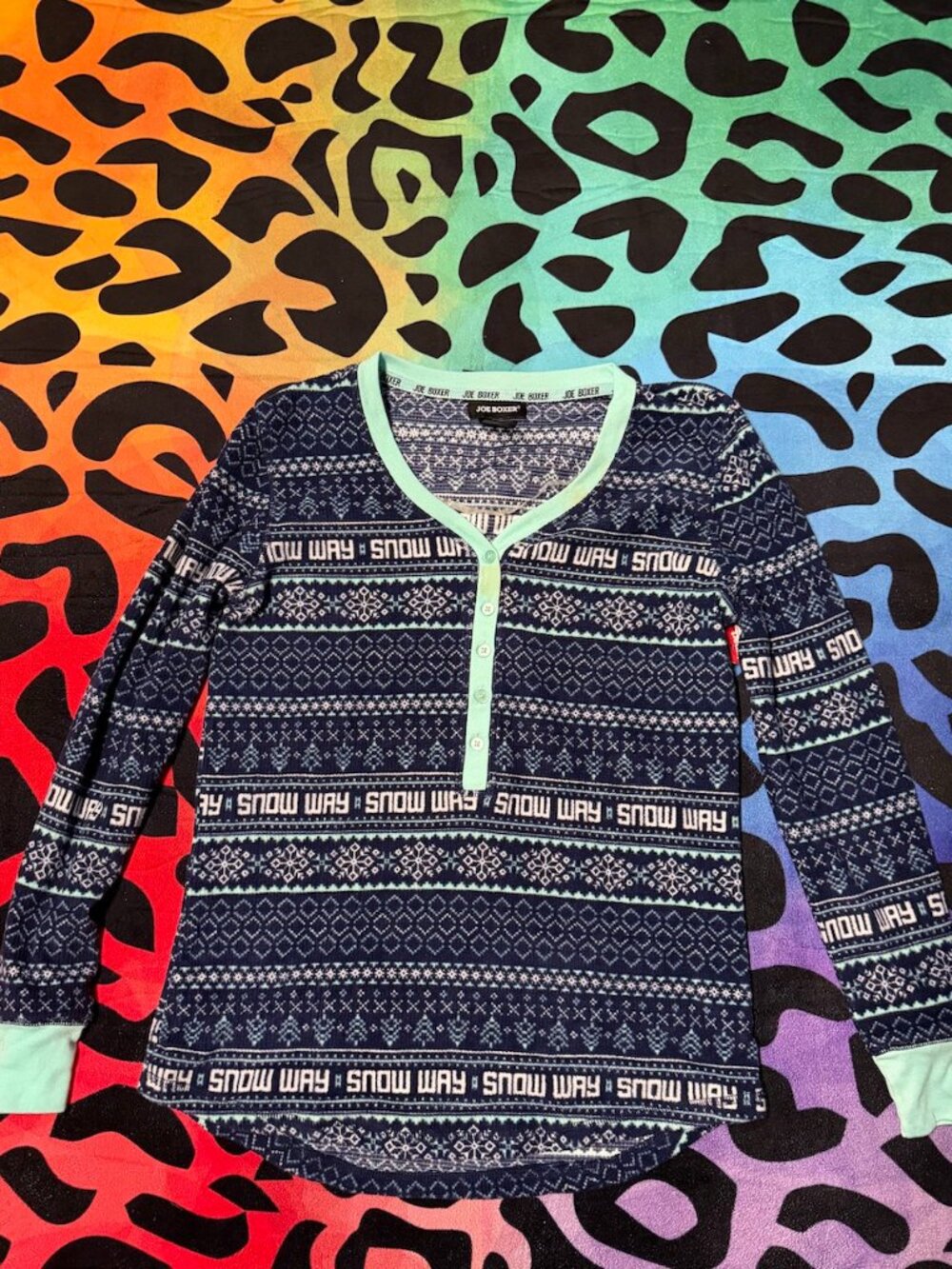 NWT KMART JOE BOXER VELOUR SNOW WAY BLUE LONG SLEEVE PAJAMA TOP SLEEPWEAR MEDIUM